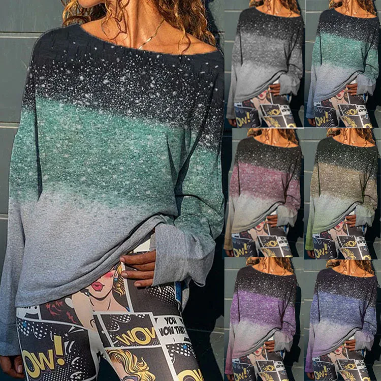 Женская свободная футболка в стиле Харадзюку, стильная футболка составного кроя с длинным рукавом и градиентом, большие размеры, Осень-зима... 
Женская свободная футболка в стиле Харадзюку, стильная футболка составного кроя с длинным рукавом и градиентом, большие размеры, Осень-зима...