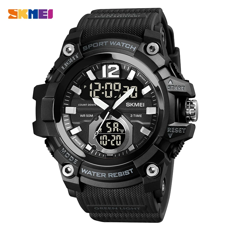 SKMEI Top Brand Sport Watch Men Military Digital Watches Fashion 3Time Countdown Wristwatches 5Bar Waterproof Clock Reloj Hombre
SKMEI Top Brand Sport Watch Men Military Digital Watches Fashion 3Time Countdown Wristwatches 5Bar Waterproof Clock Reloj Hombre
