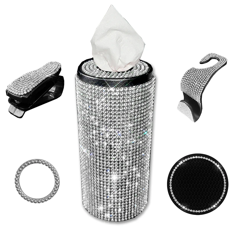 Metal Cylinder Car Tissue Box,Bling Car Tissue Holder,5Pcs Tissue Box Cover set,Rhinestone Crystal Diamond Glitter Bling Box
Metal Cylinder Car Tissue Box,Bling Car Tissue Holder,5Pcs Tissue Box Cover set,Rhinestone Crystal Diamond Glitter Bling Box
