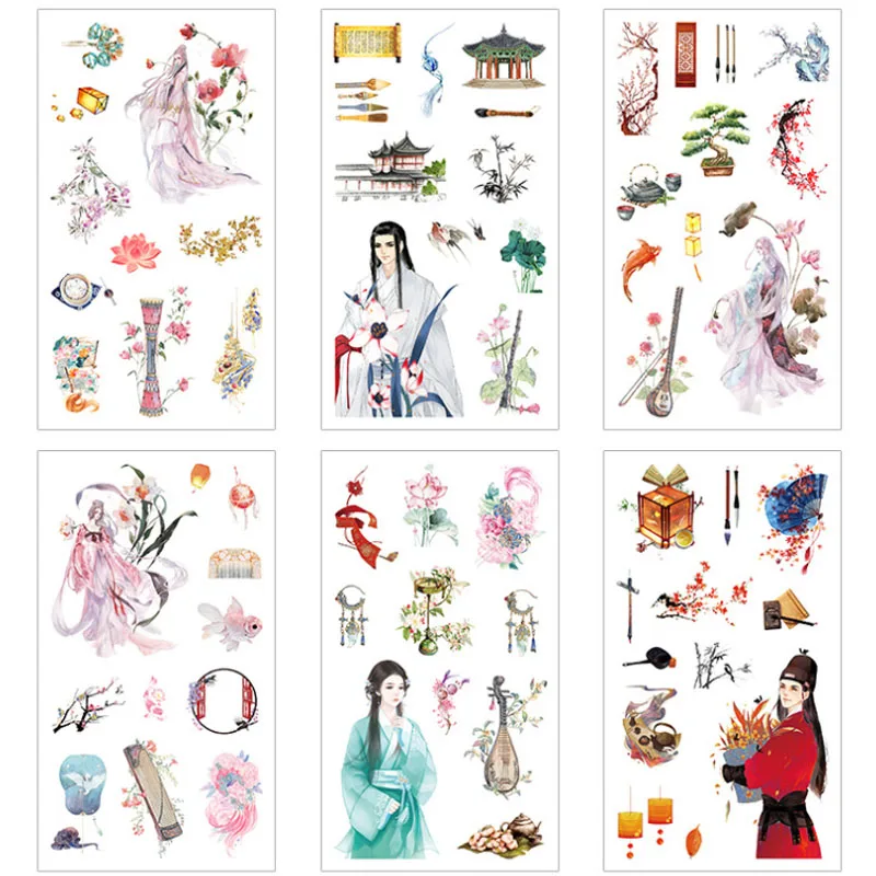 

6 листов Kawaii с рисунком наклейка с пейзажем, проклееные, ярлыком Тетрадь компьютера телефона Декор канцелярских принадлежностей
