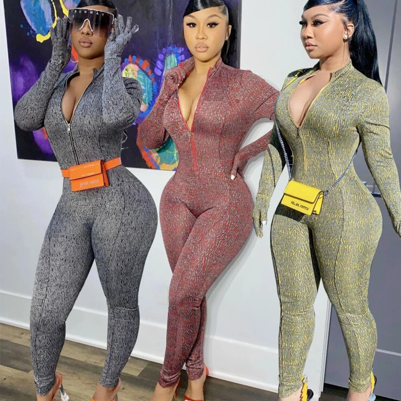 HAOYUAN Sexy Bodycon Print Jumpsuit Long Sleeve Zip Women Fashion Clothing for Fall Winter Streetwear One Piece Club Outfits
HAOYUAN Sexy Bodycon Print Jumpsuit Long Sleeve Zip Women Fashion Clothing for Fall Winter Streetwear One Piece Club Outfits