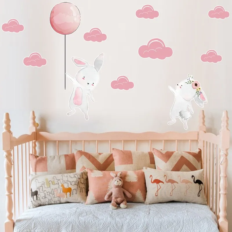 Pink cloud rabbit balloon self-adhesive wall sticker children's bedroom graffiti decal cartoon animal mural wallpaper
Pink cloud rabbit balloon self-adhesive wall sticker children's bedroom graffiti decal cartoon animal mural wallpaper