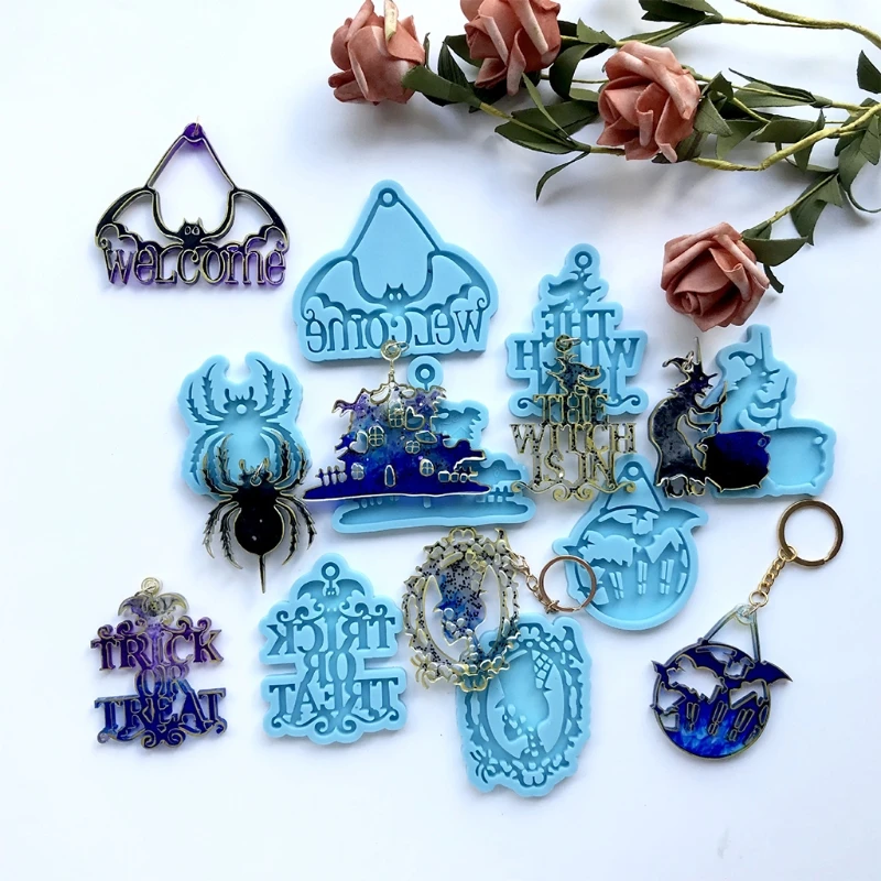 Shiny Halloween Witch Keychain Silicone Epoxy Resin Mold DIY Keychain Pendant Jewelry for Luggage Tags Bag Accessories
Shiny Halloween Witch Keychain Silicone Epoxy Resin Mold DIY Keychain Pendant Jewelry for Luggage Tags Bag Accessories