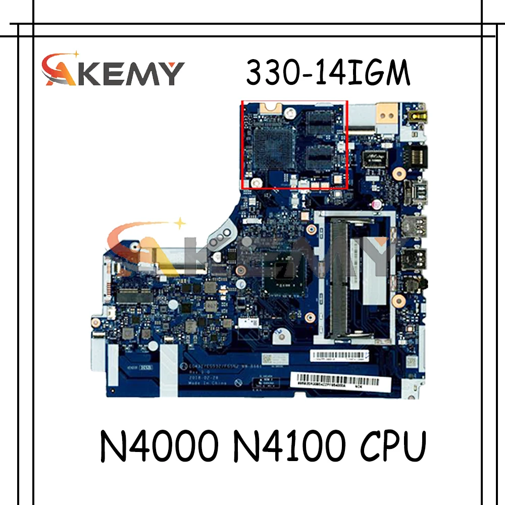 

NM-B661 материнская плата для ноутбука Lenovo 330-14IGM 330-14, материнская плата с процессором N4000 N4100 DDR4 протестирована на 100% рабочая материнская плата