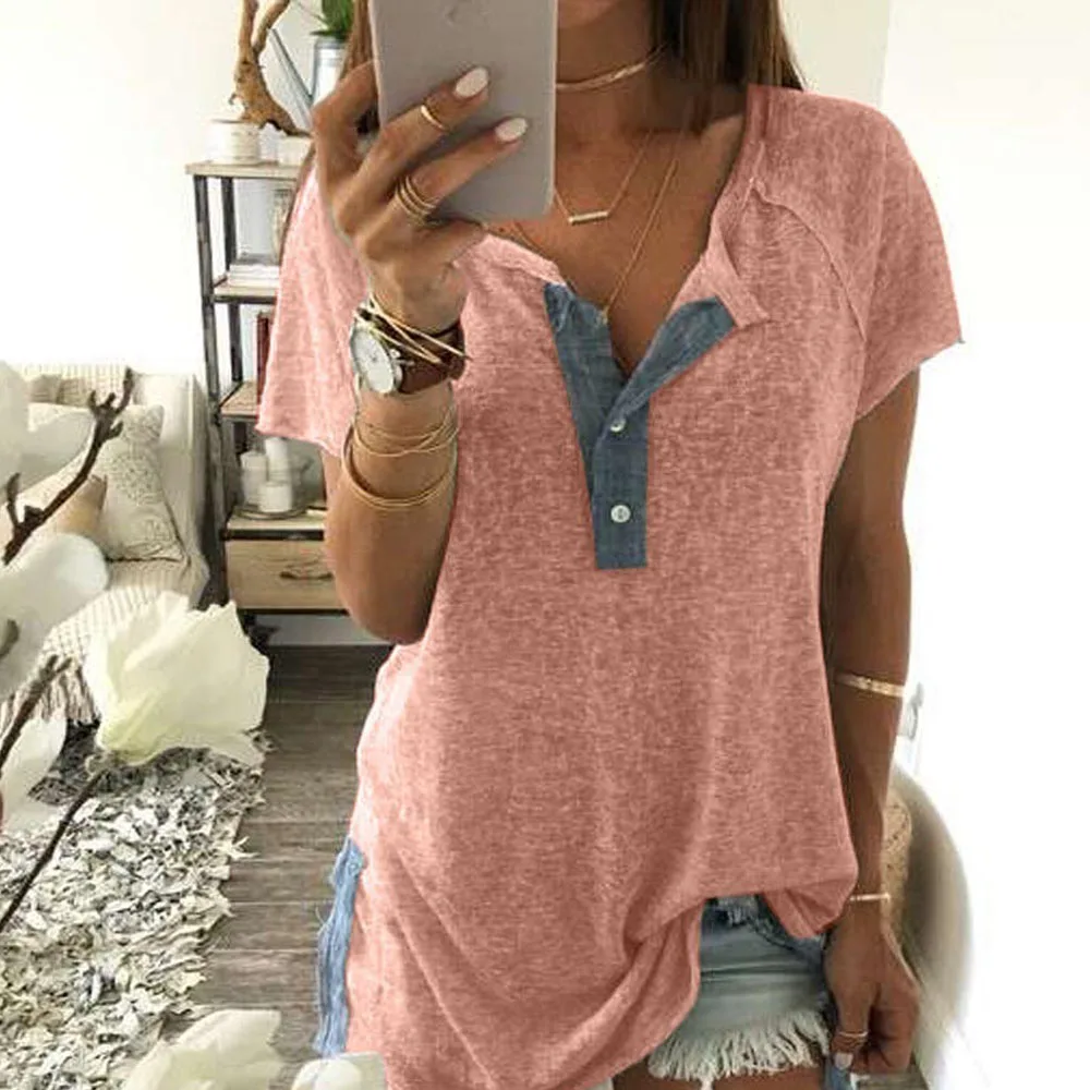 2021 женские летние топы повседневные свободные Однотонная одежда футболка с короткими рукавами модное простроченное платье с пуговицами ра...
2021 женские летние топы повседневные свободные Однотонная одежда футболка с короткими рукавами модное простроченное платье с пуговицами ра...