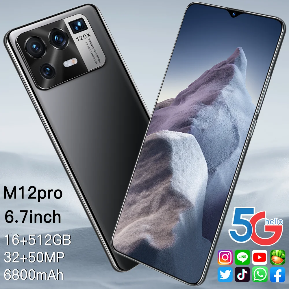 New M12pro 5G Smartphones 16GB+512GB 6.7Inch 6800mAh Mobile Phones 32MP +50MP HD Camera Android11 Dual SIM MTK6889 Cellphones
New M12pro 5G Smartphones 16GB+512GB 6.7Inch 6800mAh Mobile Phones 32MP +50MP HD Camera Android11 Dual SIM MTK6889 Cellphones