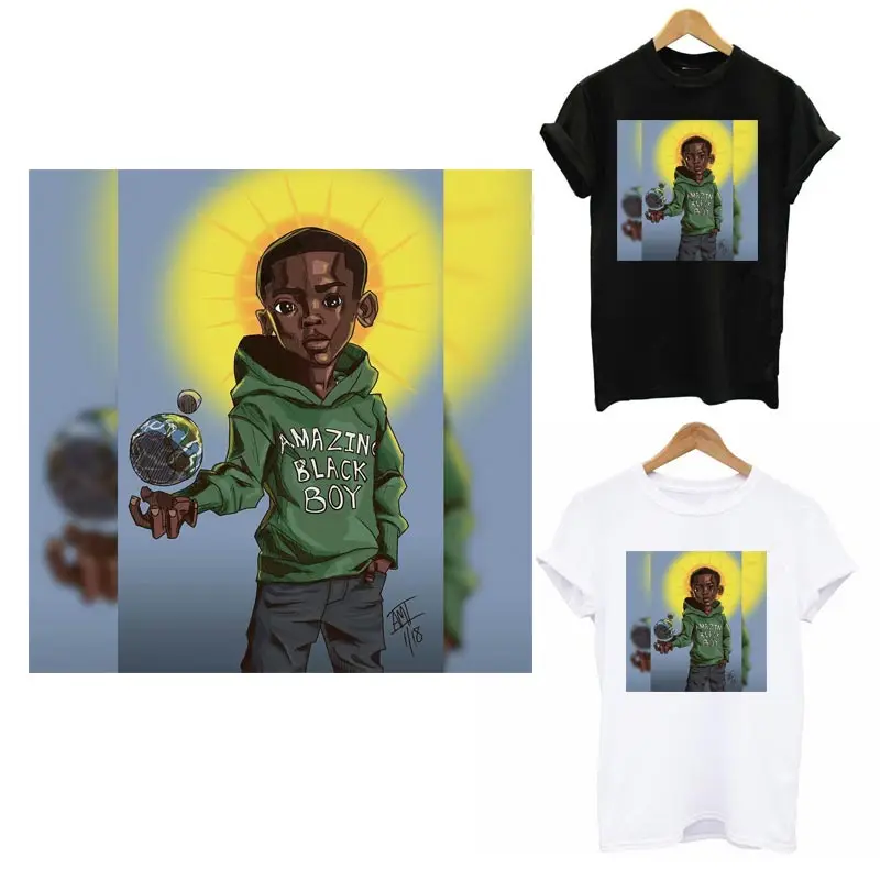 Black Boy Iron On Patches For Clothing DIY Thermal Sticker On Clothes Kid T-shirt Hooides Fashion Boy Patch Decoration Applique
Black Boy Iron On Patches For Clothing DIY Thermal Sticker On Clothes Kid T-shirt Hooides Fashion Boy Patch Decoration Applique