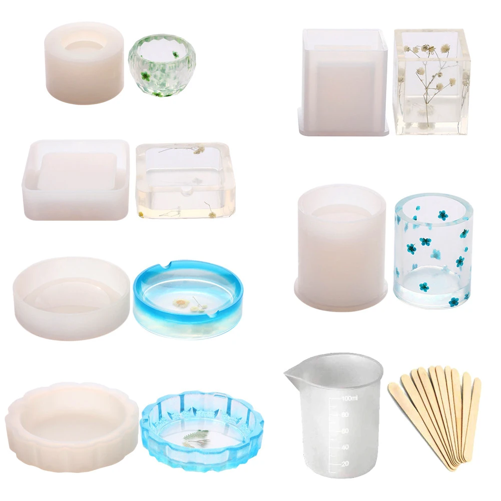 7pcs/set Jewelry Holder DIY Epoxy Resin Flexible Soap Coaster Art Casting Silicone Mold Accessories With Wood Stick For Ashtray
7pcs/set Jewelry Holder DIY Epoxy Resin Flexible Soap Coaster Art Casting Silicone Mold Accessories With Wood Stick For Ashtray