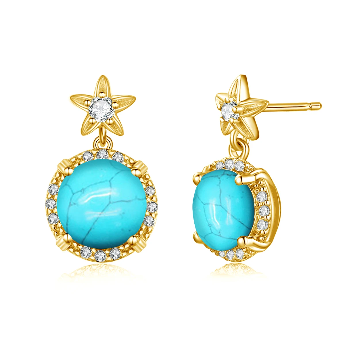 Szjinao Turquoise Stud Earrings Gold Plated Flower 925 Sterling Silver For Woman Banquet Birthday Gift girlfriend Luxury Jewelry
Szjinao Turquoise Stud Earrings Gold Plated Flower 925 Sterling Silver For Woman Banquet Birthday Gift girlfriend Luxury Jewelry