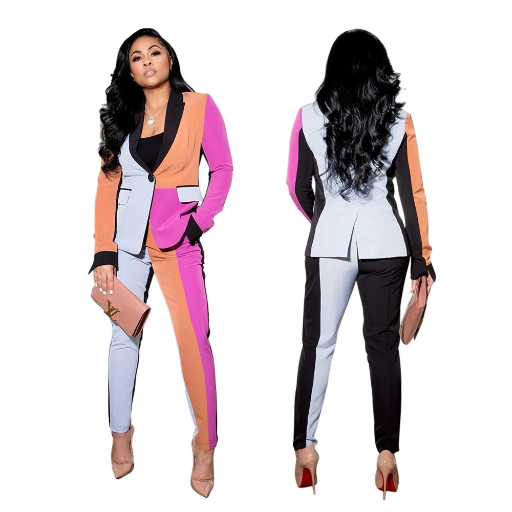 Single Button Coats Contrast Color Patchwork Women Casual Business Suits Winter Office Lady V-neck High Waist Suit Pants Outfits
Single Button Coats Contrast Color Patchwork Women Casual Business Suits Winter Office Lady V-neck High Waist Suit Pants Outfits