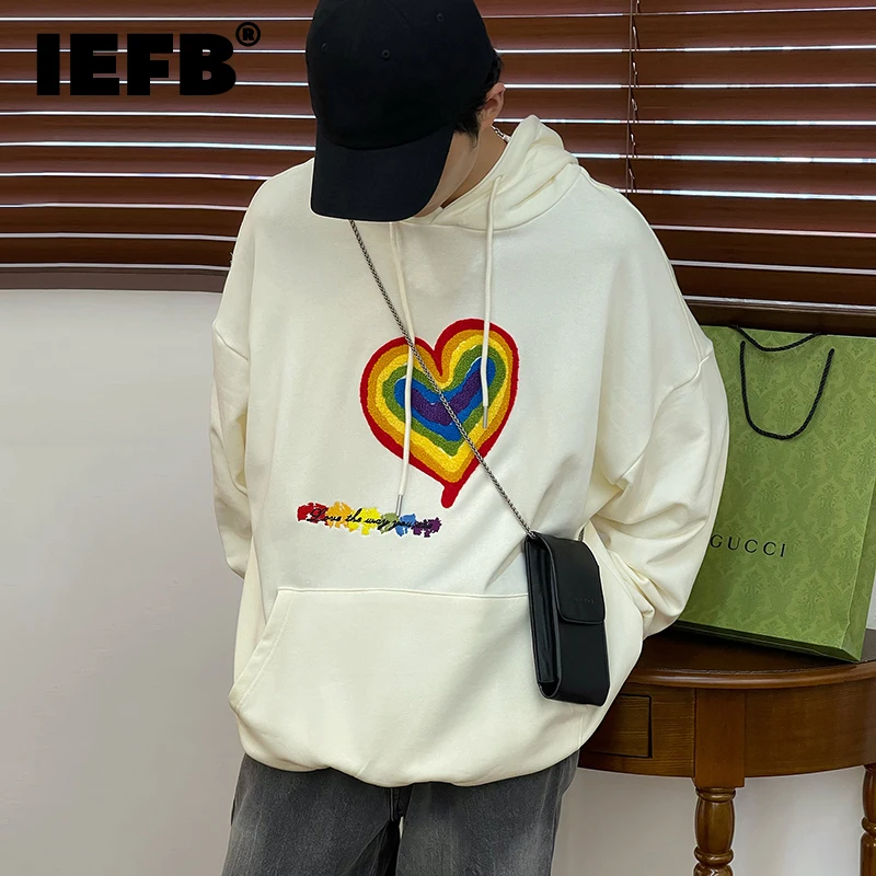 IEFB Men's Casual Hoodies Sweatshirt Korean Fashion Rainbow Love Printed Pullover Tops Loose Black Apricot Oversized Clothes
IEFB Men's Casual Hoodies Sweatshirt Korean Fashion Rainbow Love Printed Pullover Tops Loose Black Apricot Oversized Clothes