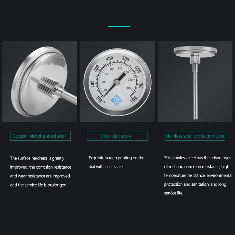 100~800 50~400 BBQ Smoker Pit Thermometer Charcoal Grill Stainless Steel Analog Temperature Gauge Celsius Fahrenheit
100~800 50~400 BBQ Smoker Pit Thermometer Charcoal Grill Stainless Steel Analog Temperature Gauge Celsius Fahrenheit