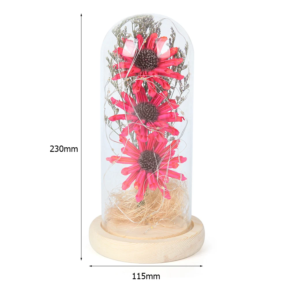 Dried Sunflower Rose LED Light String In Glass Dome On Wooden Base Romantic Gift For Girl Valentine's Day Wedding Party Decor
Dried Sunflower Rose LED Light String In Glass Dome On Wooden Base Romantic Gift For Girl Valentine's Day Wedding Party Decor