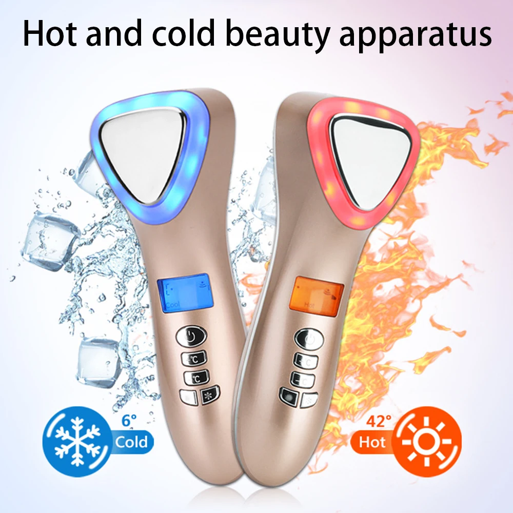 LED Hot Cold Face Skin Care Device Massager Hammer Ultrasonic Cryotherapy Facial Vibration Red Blue Light Ion Beauty Instrument
LED Hot Cold Face Skin Care Device Massager Hammer Ultrasonic Cryotherapy Facial Vibration Red Blue Light Ion Beauty Instrument
