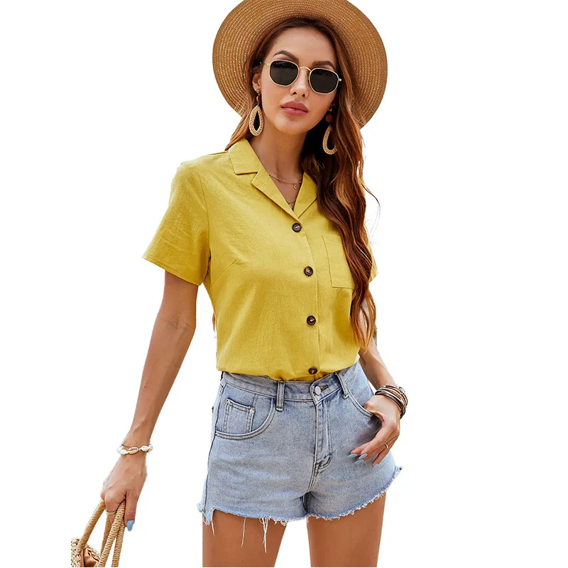 2021 Classic Yellow Summer Turn-down Collar Women Shirts Single Breasted Short Sleeve Slim Ladies Formal Shirts Top 100% Cotton
2021 Classic Yellow Summer Turn-down Collar Women Shirts Single Breasted Short Sleeve Slim Ladies Formal Shirts Top 100% Cotton