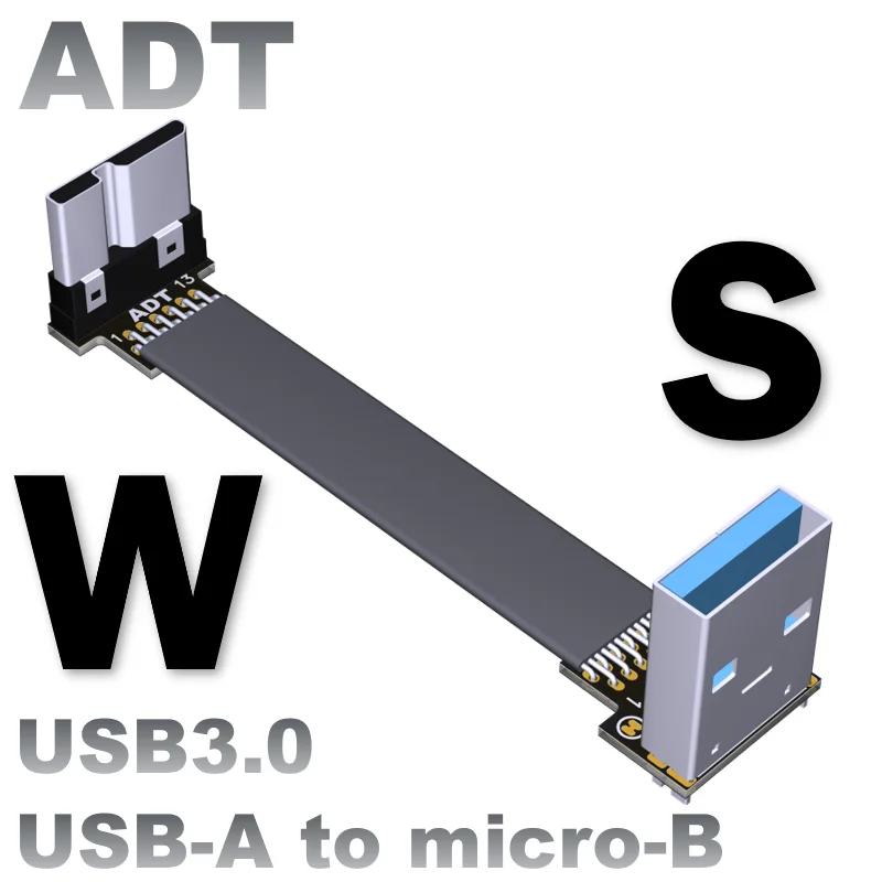USB 3.0 Micro B To USB 3.0 Type A Male female fold 90 degree Flat Cable Micro-B USB3.0 Connector FPC FPV extension cord
USB 3.0 Micro B To USB 3.0 Type A Male female fold 90 degree Flat Cable Micro-B USB3.0 Connector FPC FPV extension cord