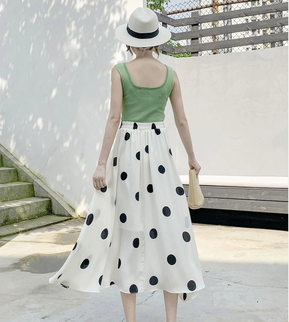 2021 summer high waist polka dot print beach skirts chiffon skirt women casual a line skirts female SP1109
2021 summer high waist polka dot print beach skirts chiffon skirt women casual a line skirts female SP1109