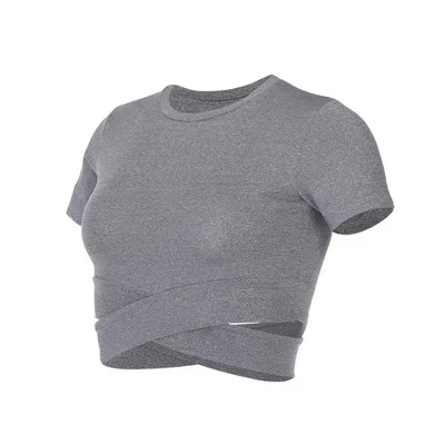 Women's Sports Slim Cross Round Neck T-Shirt Fitness Navel Yoga Wear Running Top Short Sleeve Yoga Workout Vest
Women's Sports Slim Cross Round Neck T-Shirt Fitness Navel Yoga Wear Running Top Short Sleeve Yoga Workout Vest