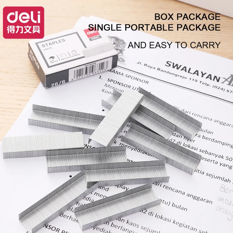 Deli 1000Pcs/Box 26/6 Effort-saving Metal Staplers For Stapler School Office Binding Supplies
Deli 1000Pcs/Box 26/6 Effort-saving Metal Staplers For Stapler School Office Binding Supplies
