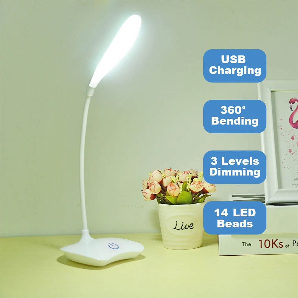Suchme LED Desk Lamp USB Rechargeable Flexible Gooseneck Eye-protection 3Levels Dimming College Dorm Writing Reading Night Light
Suchme LED Desk Lamp USB Rechargeable Flexible Gooseneck Eye-protection 3Levels Dimming College Dorm Writing Reading Night Light