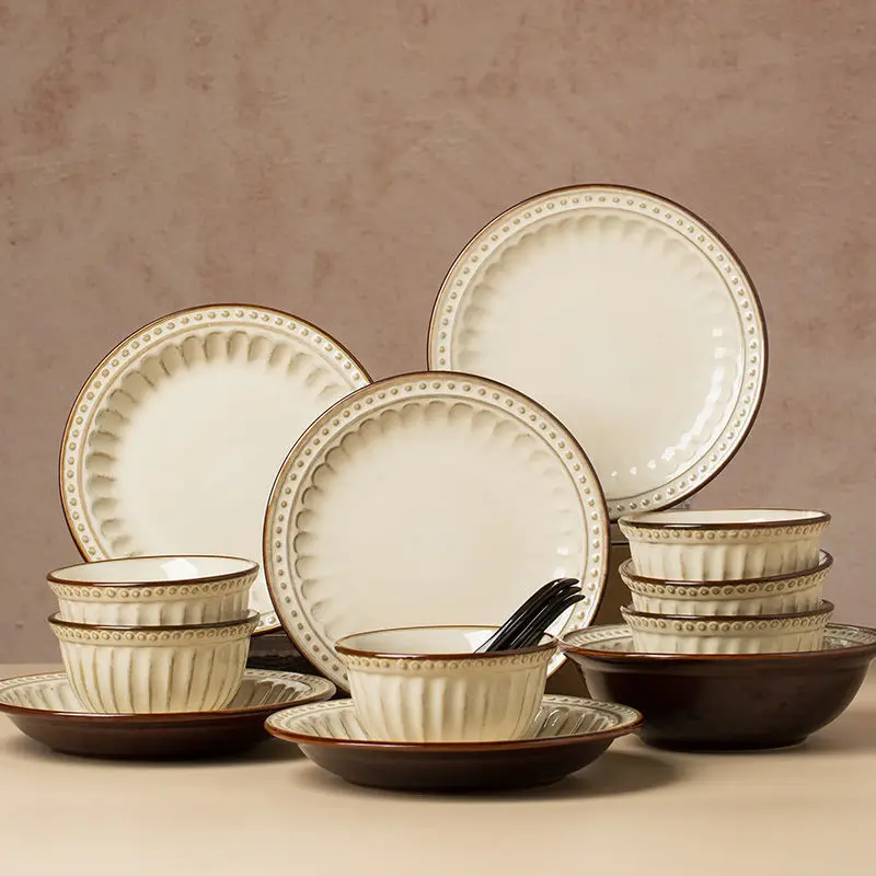Japanese dish set household rice bowl soup vegetable dish retro bowl plate combination plates dinner ceramic dinnerware set
Japanese dish set household rice bowl soup vegetable dish retro bowl plate combination plates dinner ceramic dinnerware set