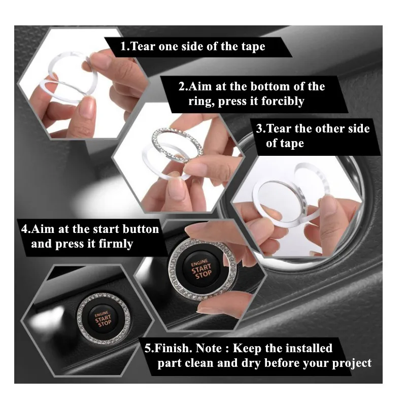 2021 Automobiles Start Switch Button Decorative Diamond Rhinestone Ring Auto SUV Car Decorative Accessories Interior for Girls 
2021 Automobiles Start Switch Button Decorative Diamond Rhinestone Ring Auto SUV Car Decorative Accessories Interior for Girls