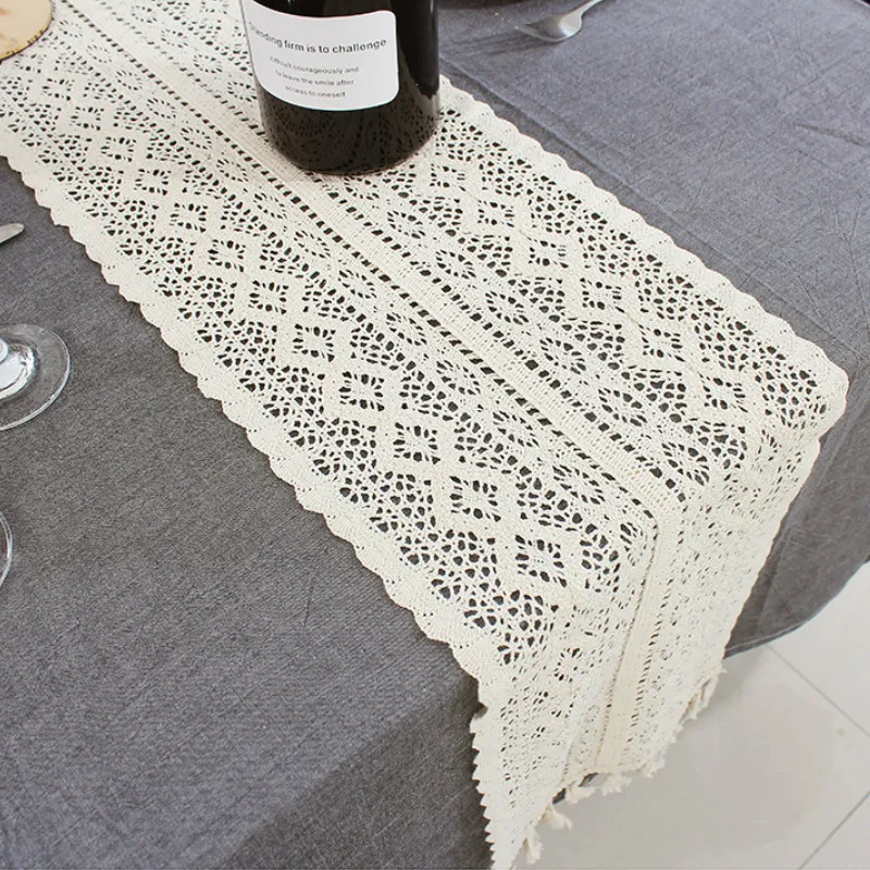 Nordic Crochet Lace Table Runner with Tassel Boho Beige Romance Cotton Table Cover Boho Wedding Decor Hollow Tablecloth for Home
Nordic Crochet Lace Table Runner with Tassel Boho Beige Romance Cotton Table Cover Boho Wedding Decor Hollow Tablecloth for Home