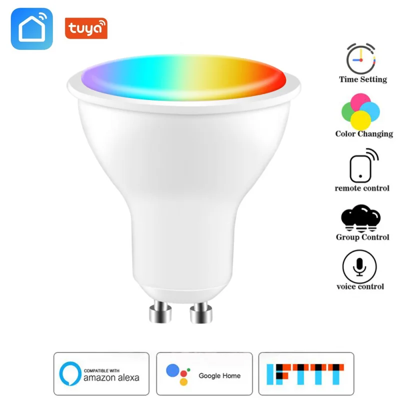 Tuya Wifi Smart Gu10 4W RGB+CW LED Light Bulb Spotlight Lamp Smart Life APP Magic Bulb Voice Control Work For Alexa Google Home
Tuya Wifi Smart Gu10 4W RGB+CW LED Light Bulb Spotlight Lamp Smart Life APP Magic Bulb Voice Control Work For Alexa Google Home