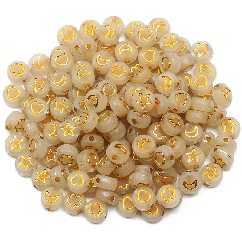 Flat Round 4x7mm Acrylic Beads Glow In Dark 100-500pcs Golden Moon Flower Pattern Loose Beads For Jewelry Making DIY Accessories
Flat Round 4x7mm Acrylic Beads Glow In Dark 100-500pcs Golden Moon Flower Pattern Loose Beads For Jewelry Making DIY Accessories