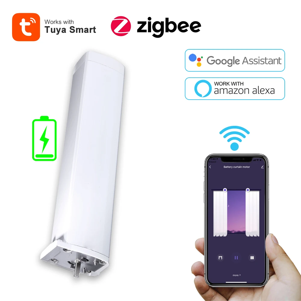 Моторизованный двигатель ZigBee для штор с аккумулятором Tuya Smart Life дистанционным