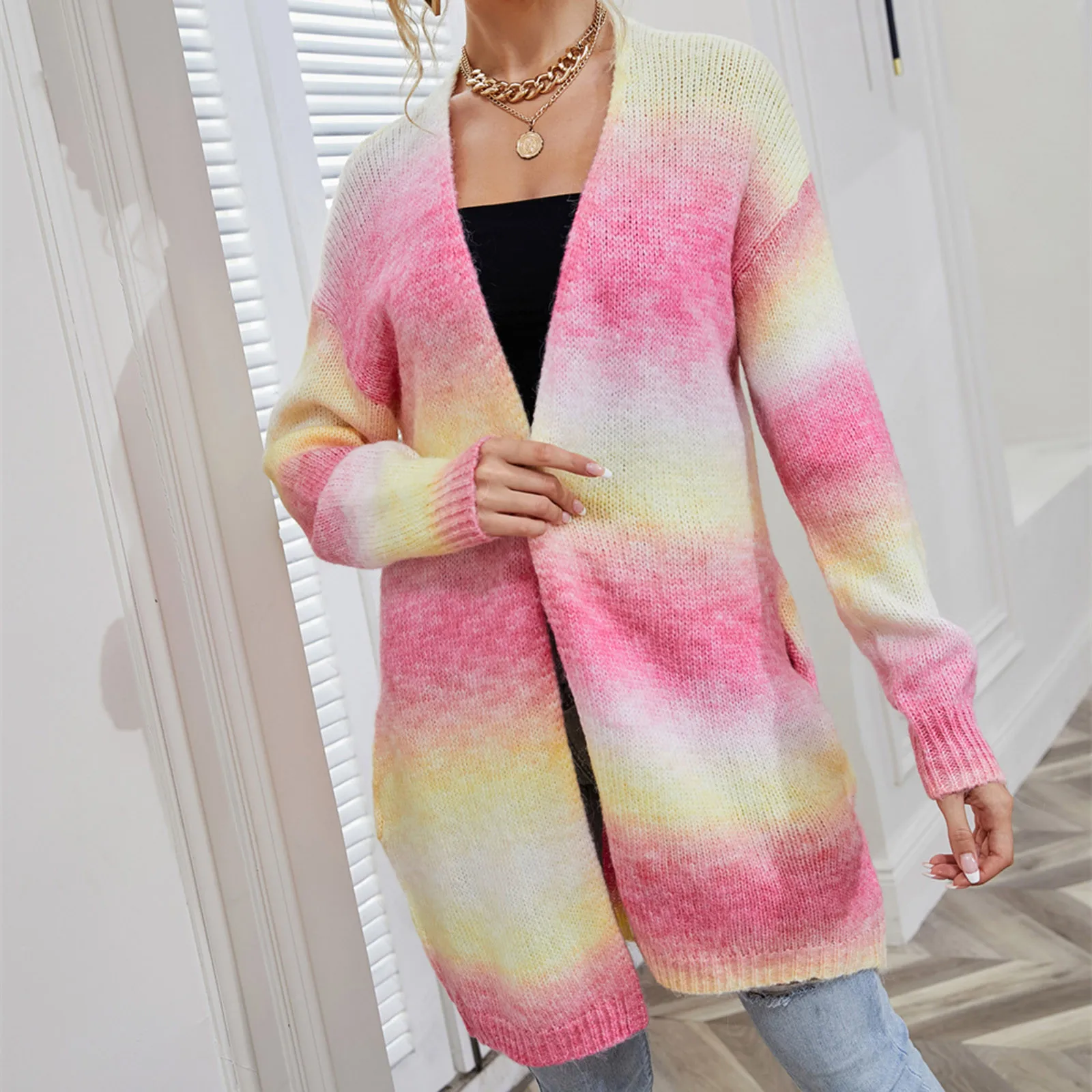 2023 Rainbow Tie-Dye Mid-Length Oversized Cardigan Knitted Sweater Winter Long Sleeve Vintage Cardigan Open Front Sweater Coat
2023 Rainbow Tie-Dye Mid-Length Oversized Cardigan Knitted Sweater Winter Long Sleeve Vintage Cardigan Open Front Sweater Coat