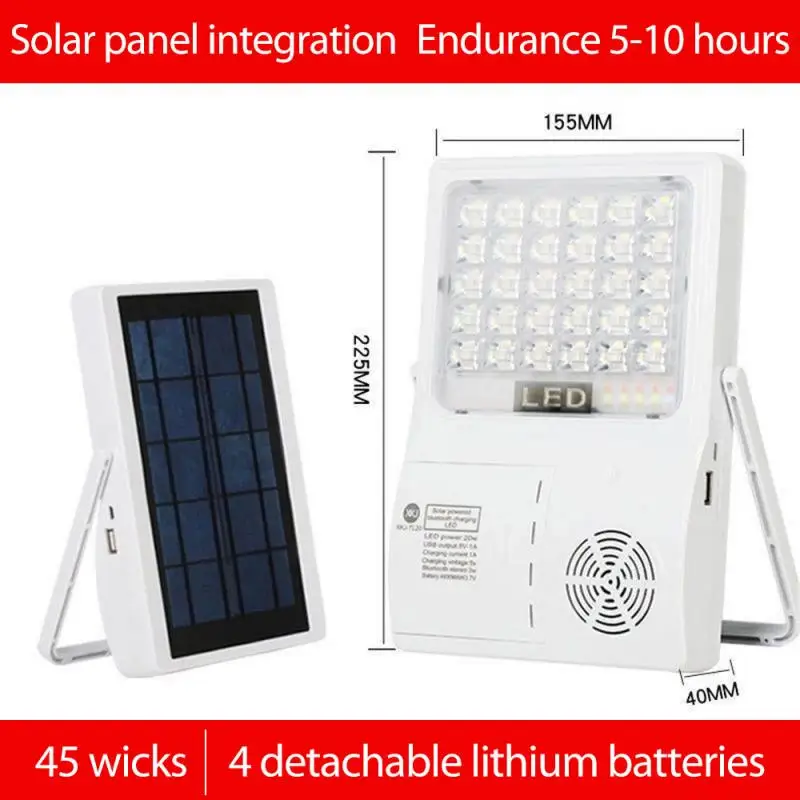 Многофункциональный портативный аварийный светильник для кемпинга на солнечной батарее, музыка, Bluetooth, предупреждающая панель, USB зарядка 
Многофункциональный портативный аварийный светильник для кемпинга на солнечной батарее, музыка, Bluetooth, предупреждающая панель, USB зарядка