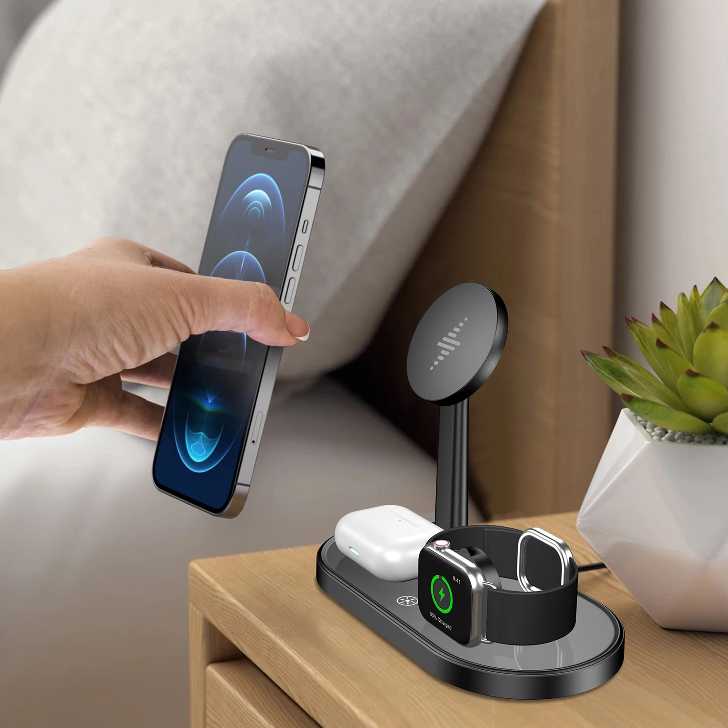 New Magnetic 3 In 1 Wireless Charger Dock For Iphone 12 12 Pro Max 15W Fast Wireless Charging Station For IWatch 6 5 AirPods Pro
New Magnetic 3 In 1 Wireless Charger Dock For Iphone 12 12 Pro Max 15W Fast Wireless Charging Station For IWatch 6 5 AirPods Pro