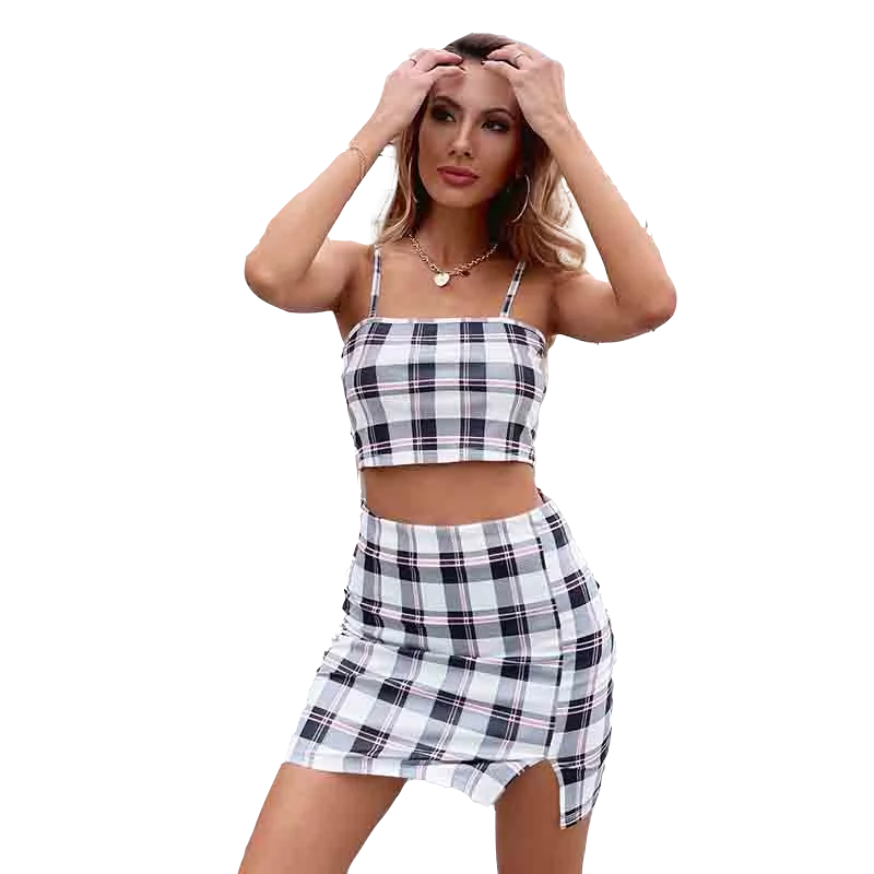 2021 Summer New Fashion Women's Temperament Lattice Sling Short Skirt Suit Two-Piece
2021 Summer New Fashion Women's Temperament Lattice Sling Short Skirt Suit Two-Piece