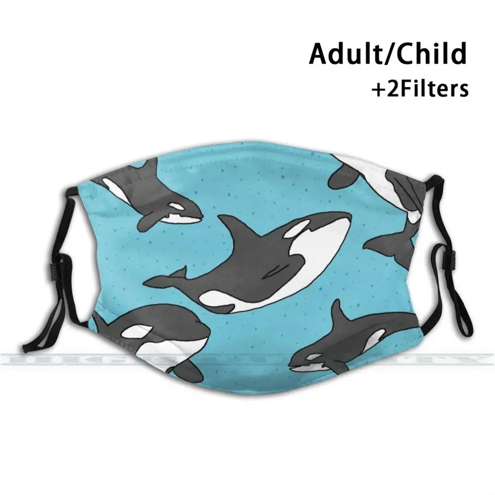 

Orca Print Reusable Mask Pm2.5 Filter Trendy Mouth Face Mask For Child Adult Orca Killer Whale Dolphin Mask Ecology Marine