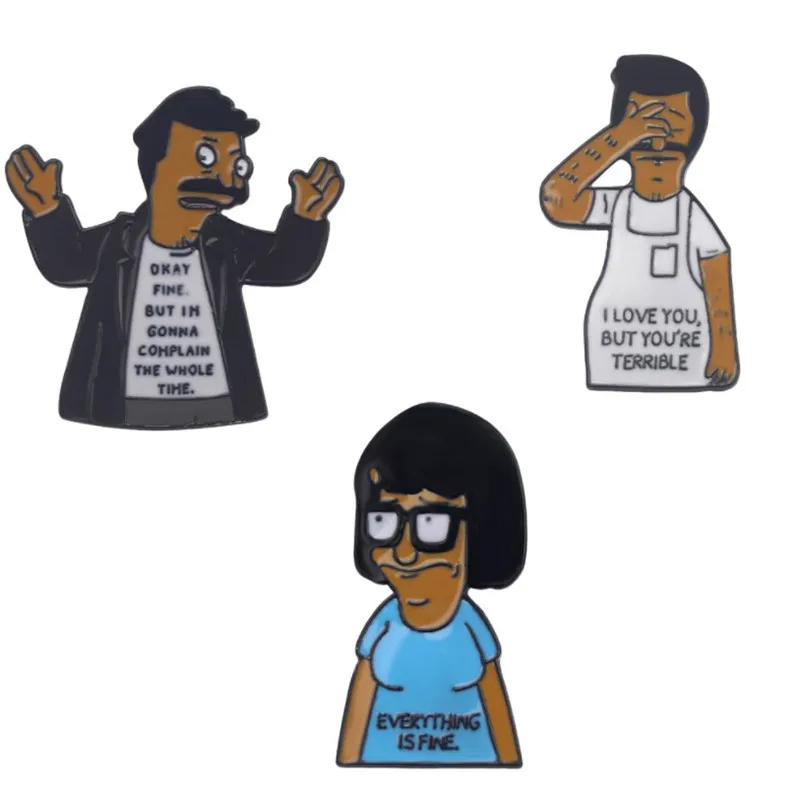 2020 новый аниме "Bob's Burgers" косплэй Линда Боб Тина ген значок с характерным