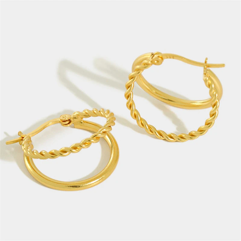 hot sale 925 Sterling Silver Double Layer Twisted Hoop Earrings Female Simple Fashion Temperament Trend Handmade Jewelry Couple
hot sale 925 Sterling Silver Double Layer Twisted Hoop Earrings Female Simple Fashion Temperament Trend Handmade Jewelry Couple