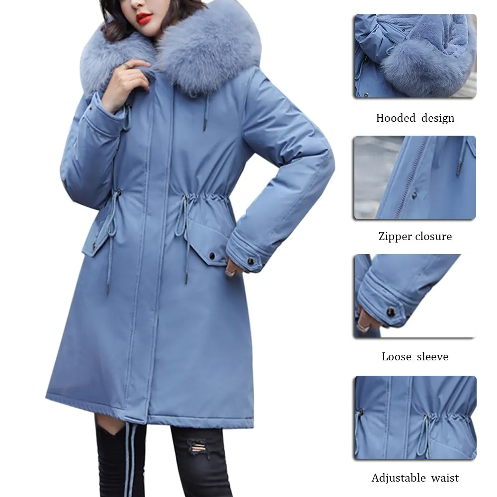 2019 Women Plus Size Cotton Liner Warm Coat And Waterproof Jacket Slim Long Coat Female Winter Big Fur Hooded Parka Mujer Coats
2019 Women Plus Size Cotton Liner Warm Coat And Waterproof Jacket Slim Long Coat Female Winter Big Fur Hooded Parka Mujer Coats
