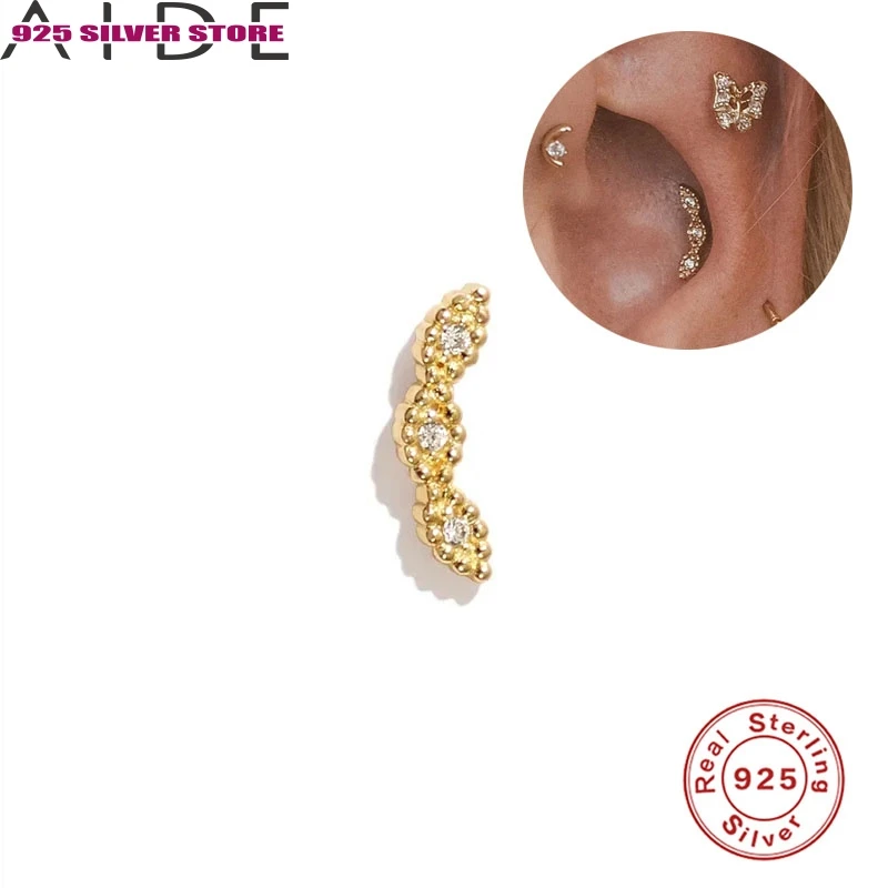 

Aide Peanut-shape Piercing 925 Sterling Silver Earrings Boucle Oreille Femme Stud Earring For Women 2021 Fashion Jewelry Gift