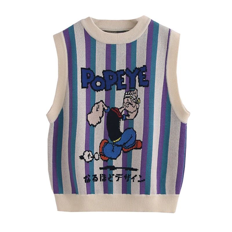 2021 Winter New Design Harajuku Ladies Sweater Vest Sleeveless Pullover Tops Cartoon Jacquard Thick Casual Loose Knitwear
2021 Winter New Design Harajuku Ladies Sweater Vest Sleeveless Pullover Tops Cartoon Jacquard Thick Casual Loose Knitwear