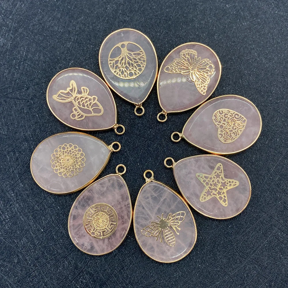 Pink Crystal Pasted Metal Piece Single Hole Pendant Natural Semi-precious Stone Pendant Used for DIY Necklace Making Jewelry
Pink Crystal Pasted Metal Piece Single Hole Pendant Natural Semi-precious Stone Pendant Used for DIY Necklace Making Jewelry