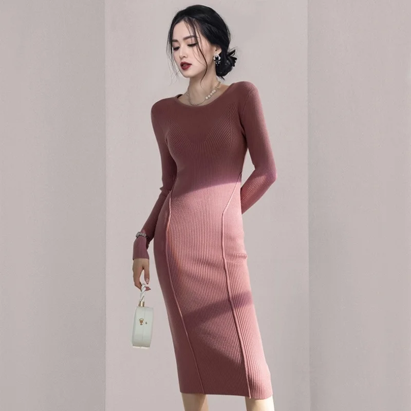 CMAZ Cold Style Long-Sleeved Knitted Dress for Women Autumn and Winter Elegant Slim Mid-Length Overknee Hip-Wrapped Bottoming Sw
CMAZ Cold Style Long-Sleeved Knitted Dress for Women Autumn and Winter Elegant Slim Mid-Length Overknee Hip-Wrapped Bottoming Sw