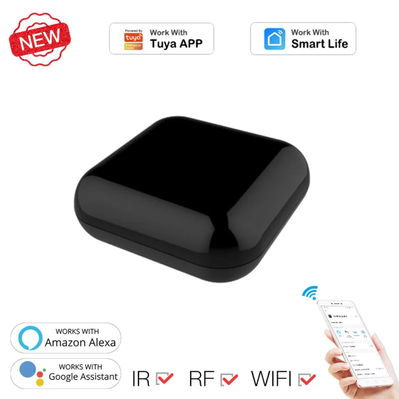 Универсальный пульт дистанционного управления Wi-Fi RF + IR, радиочастотный контроллер для приложения Tuya Smart Life, совместимый с Alexa Google Home Voice
Универсальный пульт дистанционного управления Wi-Fi RF + IR, радиочастотный контроллер для приложения Tuya Smart Life, совместимый с Alexa Google Home Voice