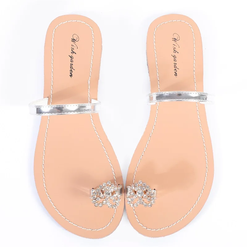 

2023 NEW Women Beach Shining Slipper Lady Summer Bohemia Diamond Sandals T-strap Thong Flip Flops Comfortable Shoes Plus Size