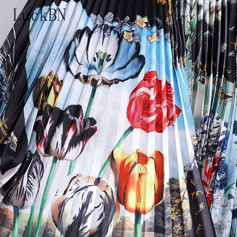 Pleated Print High Waist Skirt Pleated Elastic Fashion Brand Midi Long Spring summer Skirts for Women A Line Retro Party 2021
Pleated Print High Waist Skirt Pleated Elastic Fashion Brand Midi Long Spring summer Skirts for Women A Line Retro Party 2021
