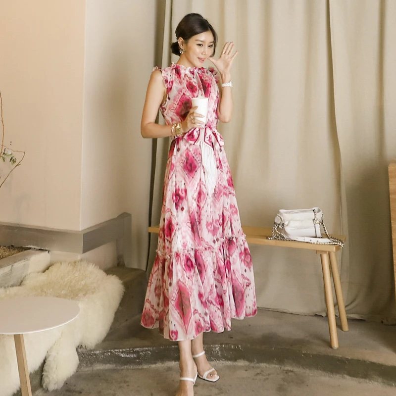 Two-piece Printed Long Dress Ruffles High Waist Casual Party Dresses Elegant Sleeveless Party Dress Women Clothing TA7229 
Two-piece Printed Long Dress Ruffles High Waist Casual Party Dresses Elegant Sleeveless Party Dress Women Clothing TA7229