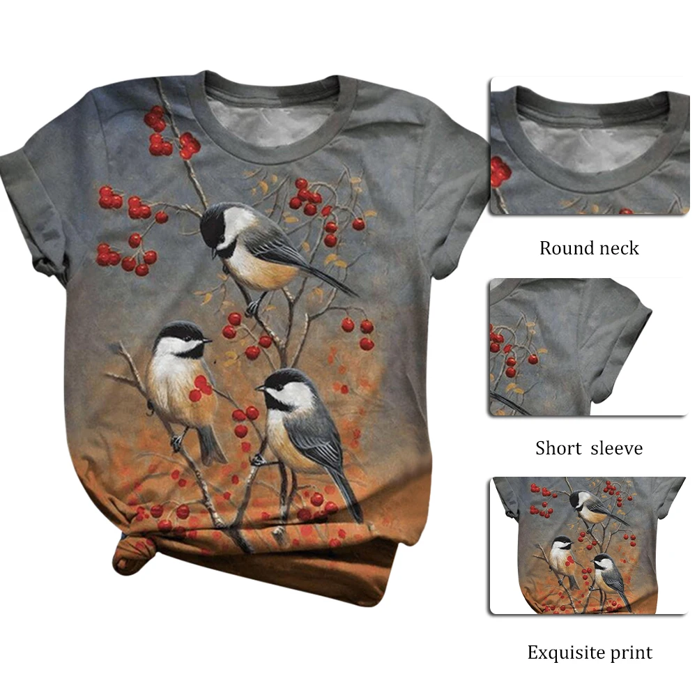 Harajuku Woman Tshirts Women Summer Plus Size Short Sleeve Bird Printed O-Neck Tops T Shirt Femme T-Shirts Mujer Camisetas
Harajuku Woman Tshirts Women Summer Plus Size Short Sleeve Bird Printed O-Neck Tops T Shirt Femme T-Shirts Mujer Camisetas