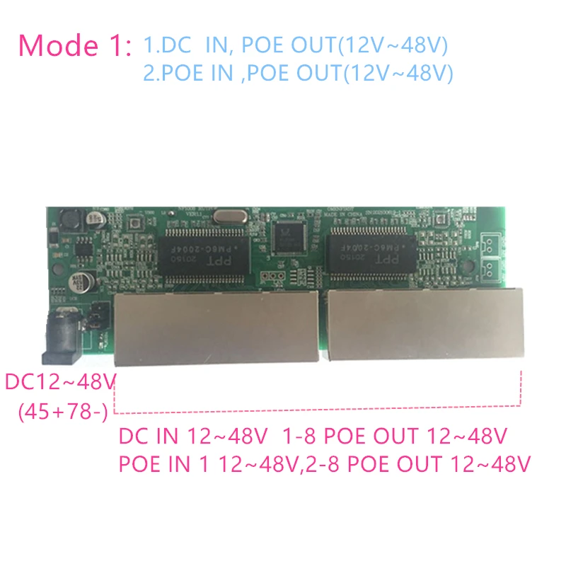 

Понижающий poe переключатель с обратной мощностью, 5 В, 12 В, 24 В, 48 В, 100 Мбит/с, 802 AT/AF 45 + 78- DC5V ~ 48 В