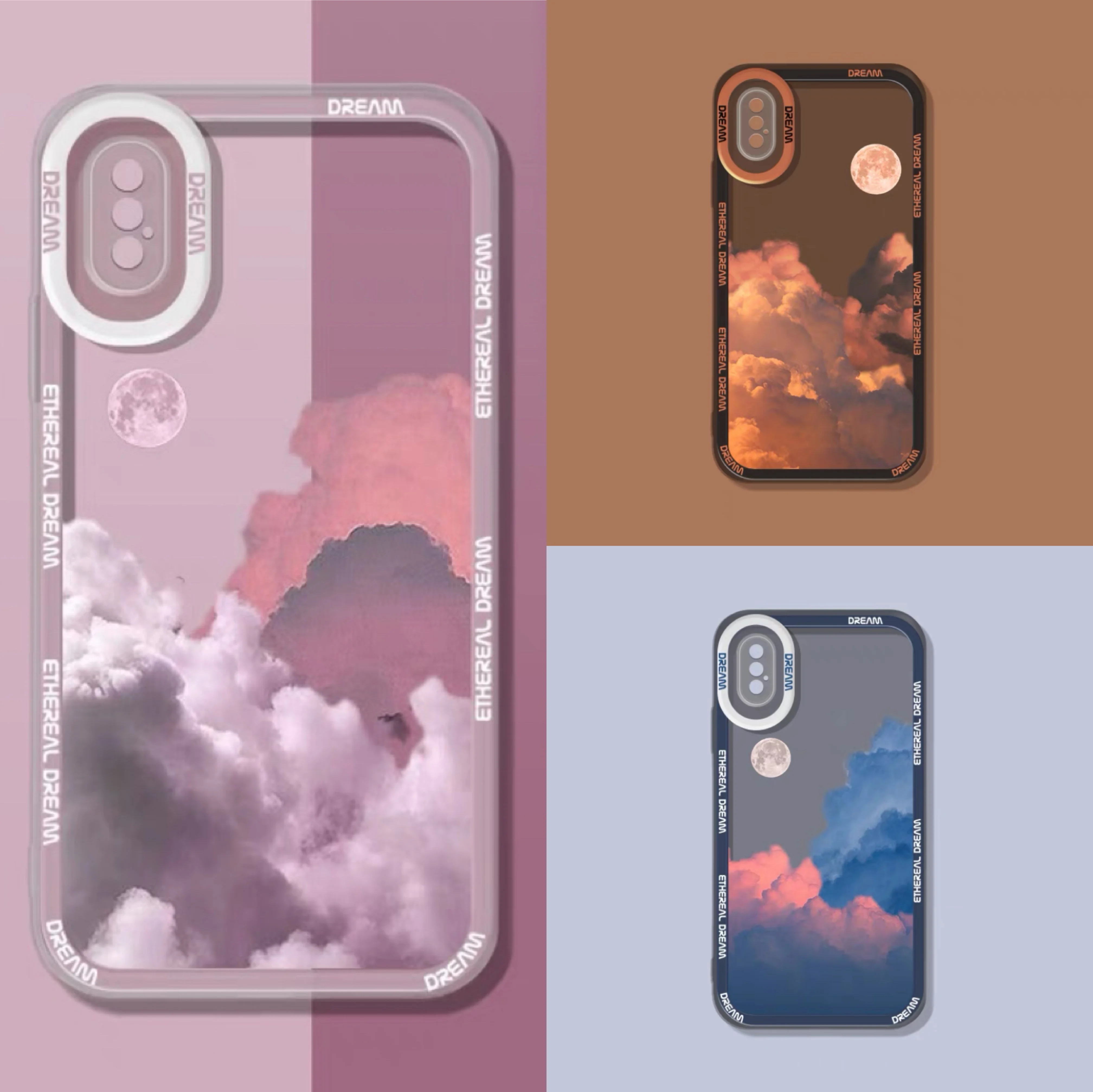 

INS Romantic Sunset Clouds phone case for iphone 7 8 plus 11 13 12 pro Xs max 12 13 mini SE 2020 Couple Clear TPU Cover 6.1 6.7