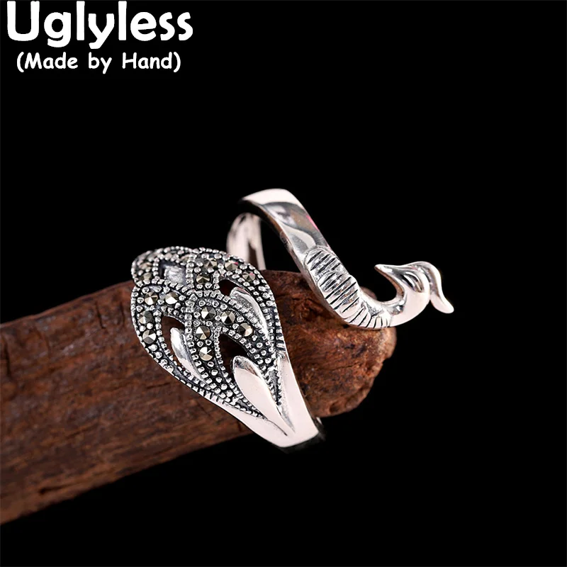 

Uglyless Solid 990 Full Silver Peacocks Jewelry Sets for Women Ethnic Open Bangles Rings Sets Animals Ethnic Bijoux Enamel Jewel